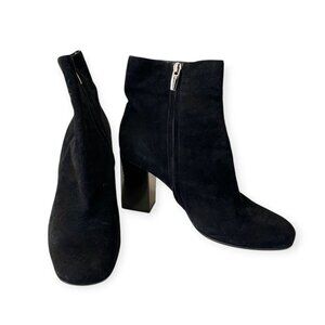 Gianvito Rossi Black Suede Ankle Booties Block Heel EU 38.5 Made in Italy